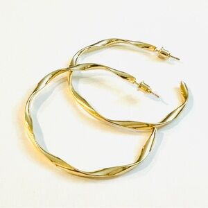 Gold Wavy Hoop Earrings
